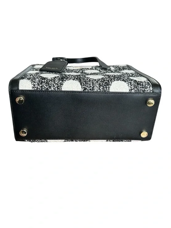 Kate Spade Polka Dot Tweed Satchel Crossbody NWT Black White 2 Way Bag - Picture 9 of 17